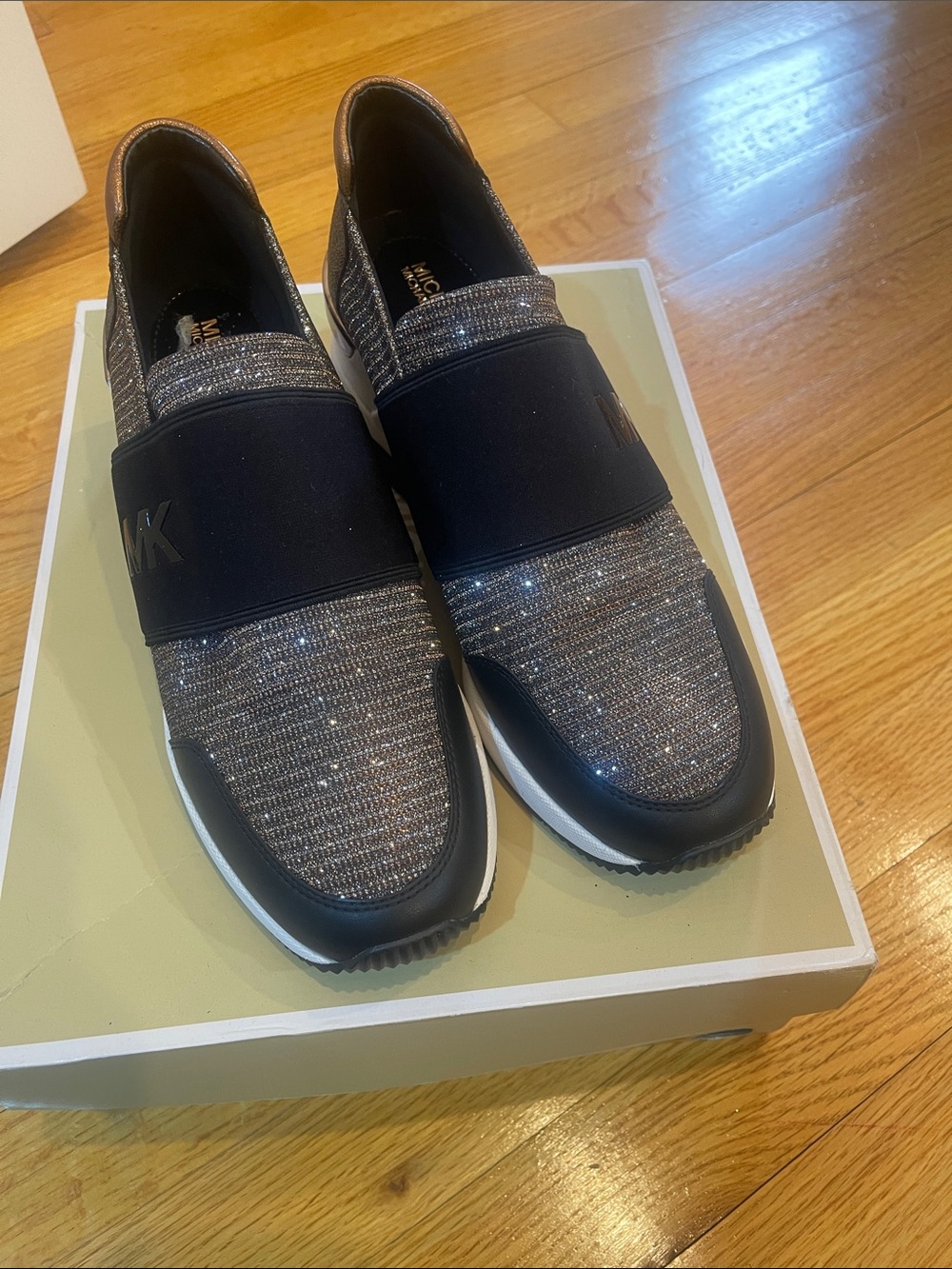 Michael Kors Black & Silver Crystal Slip-On Sneakers